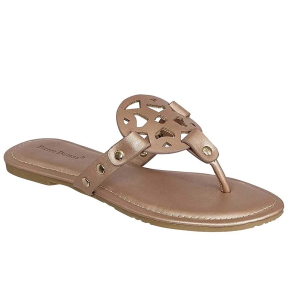 ROSE GOLD ornate thong sandals Pierre Dumas NIB 6 6.5 7 7.5 8 8.5 9 10 M width - Picture 11 of 14